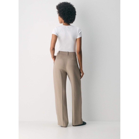 Aritzia The Effortless Wide Leg High Rise Trouser Pant Nomad Taupe Size 12 NWT - Picture 2 of 14